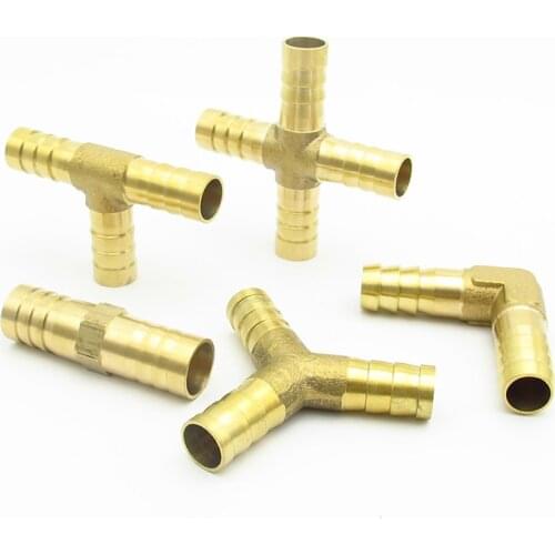 4mm 5mm 6mm 8mm 10mm 12mm 14mm 16mm 19mm 25mm Hose Barb Brass Barbed Straight Elbow Tee Y 2 3 4 Way Pipe Fitting Connector