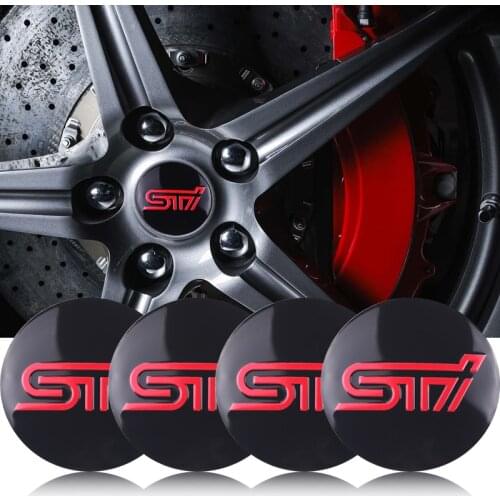 4pc 56mm STI logo Stickers Auto Car Wheel Center Hub Caps sticker For Subaru STI Legacy Forester Outback Rally WRX WRC Impreza