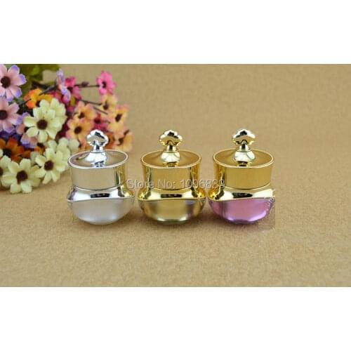 5G 5ML Acrylic Crown Jar Silver White Color, Empty Cosmetics Packing Jar, High Quality Acrylic Crown Bottle, 50pcs/Lot
