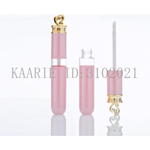 6ML 50pcs/lot Pink Elegant Empty Lipgloss Tube, DIY Plastic Graceful Lipstick Refillable Container, Portable Lip Beauty Tool