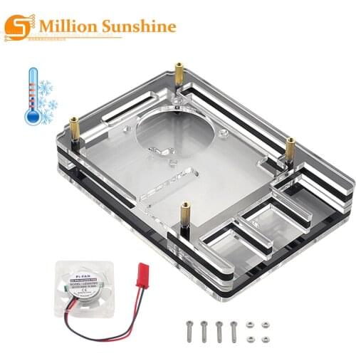 6 Layer Raspberry Pi 4 Model B Acrylic Case Clear Shell with LED Cooling Fan suitable for Raspberry Pi 4 RPI101