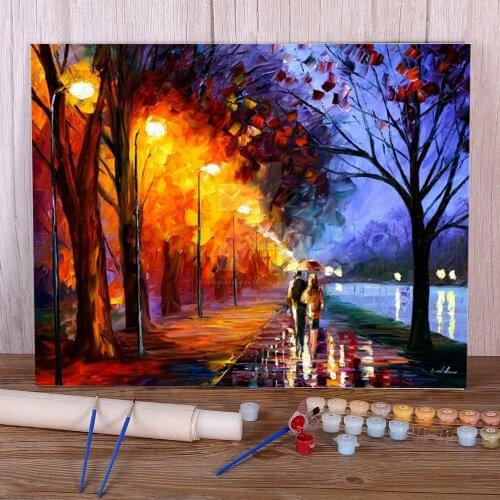Alley By The Lake Paint By Numbers Complete Kit Oil Paints 50*70 Canvas Painting Wall Decoration Adults Drawing
