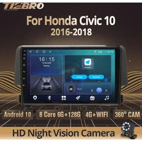 2DIN Android10.0 Car Radio For Honda Civic 10 2016-2018 GPS Navigation Stereo Receiver DSP Auto Radio Car Video NO 2DIN DVD IGO