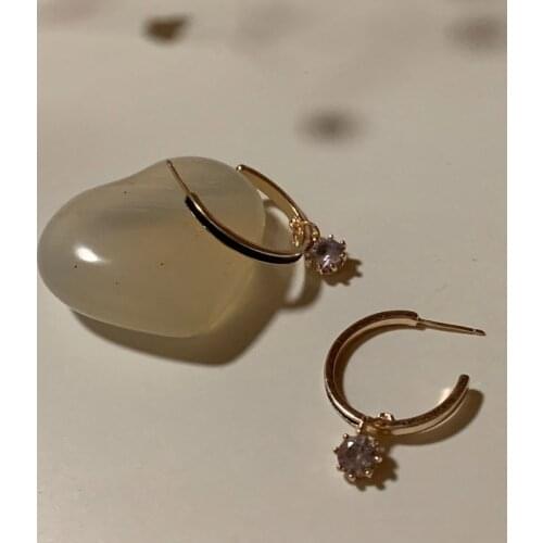 Besimpol High Class 925 Sterling Silver Stud Earrings Rose Gold Mosaic C Type Zircon Earrings For Women Fine Jewelry Party Gifts