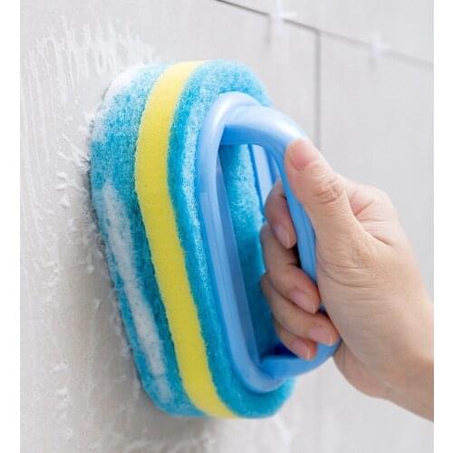 Kitchen Cleaning Bathroom Toilet Kitchen Glass Wall Cleaning Bath Brush Plastic Handle Sponge Bath Bottom