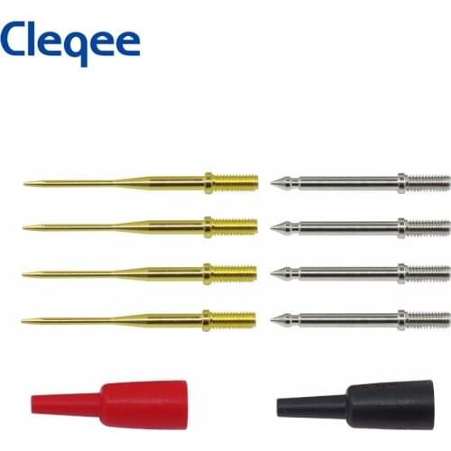 Cleqee P8003.1 8pcs Replaceable Test Needle Kit 1mm Gilded Sharp & 2mm Standard Suitable for Multimeter Probe