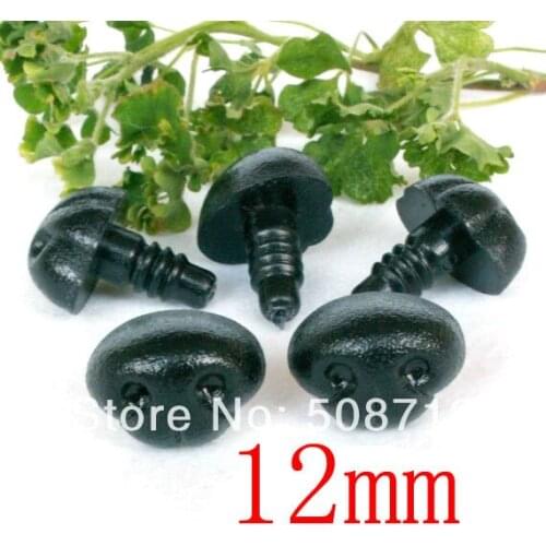 Fress ship!!!200pcs/lot Black Dog Nose / Safety Nose /Plastic Nose 12mm with plastic washers