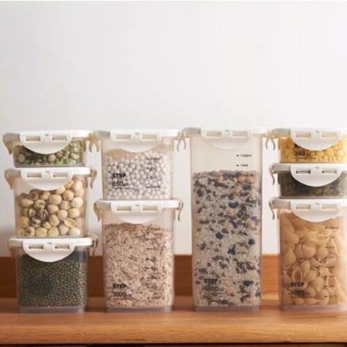 Sealed Cans Food Grade Plastic Boite Oeuf Dry Spices Goods Storage Jars With Lids Transparent Ttanks Kitchen Grain Boxes