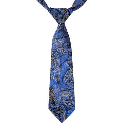 Hi-Tie 6cm Childrens Tie Silk Blue Boys Students Baby Suit Necktie Small College Ties Childrens Clothing School Uniforms Tie