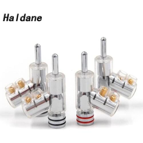 Haldane 4pcs Hi-End Rhodium Plated LOCK SPEAKER CABLE BANANA PLUG CONNECTOR Banana Speaker Plug Screw Lock Connector