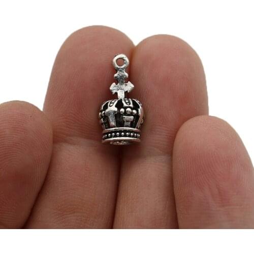 JAKONGO Hollow Crown Charm Pendants for Jewelry Making Bracelet DIY Accessories 18x9mm 10pcs
