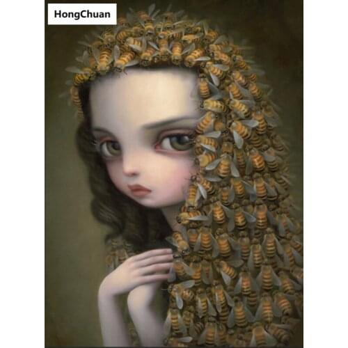 Honey Hair Girl 5D DIY Square/Round Diamond Painting Cross Embroidery Home Decor High-end Mural Diamond Mosaic Gift