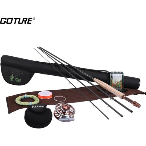 Goture Fly Fishing Combo Maxway Honor Fly Reel 3/4 2.4M 5/6 2.7M Fishing Rod, Main Line+16pcs Flies+Lure Box