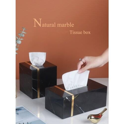 Tissue Box Marble Removable Organizer Paper Rack For Livingroom Bathroom Useful Waterproof Housewear & Furnishings Wedding Gift