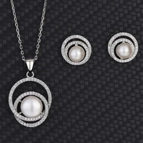 Europe And The United States New Pendant S925 Sterling Silver Pearl Necklace Jewelry Fashion Creative Two-Piece Set Of Wholesale