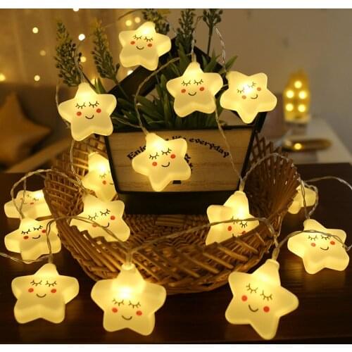 40/20/10Leds Cute Star Led String Lights Fariy Garland Christmas Decorations for Home Bedroom New Year Holiday Battery Powered