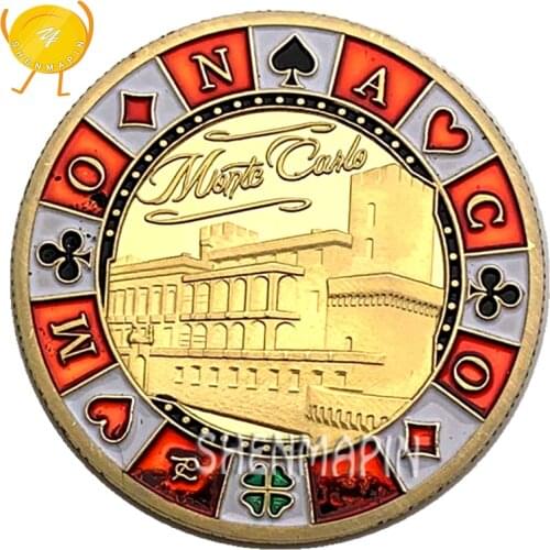 Monaco Monte Carlo Commemorative Coin Color Poker Chip Coins Collectibles Lucky number 7 Honor Medal Challenge Coin