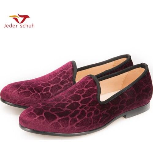 Men Loafers Wine Red Velvet Shoes Turtle Crack Design Banquet And Wedding Shoes Fashion Shoes Top Quality