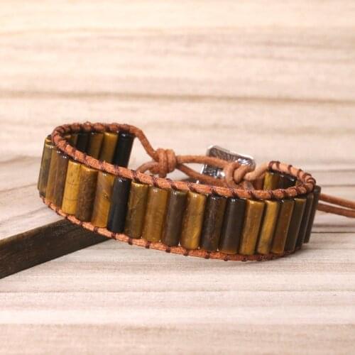 Mens and Womens Fashion Hand String Tiger Eye Hand Woven Leather Bracelet European and American Bohemian Creative Bracelet