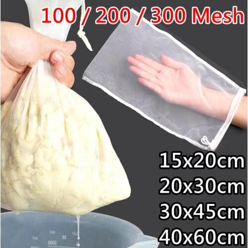 Food Grade Nylon Filter Bag Net 100/200/300Mesh Tea Beer Milk Coffee Oil Filtration Strainer Mesh Kitchen Filter Fabric Bags