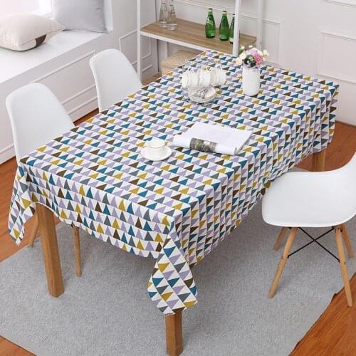 Nordic Geometric Tablecloth Cotton Linen Home Kitchen Dining Table Dustproof Cloth