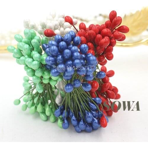 New Eco-friendly 200pcs/Lot Multi Color 5mm Xmas Double Heads Iron Wire Pearl Stamen For Christmas Flower Wedding Decoration