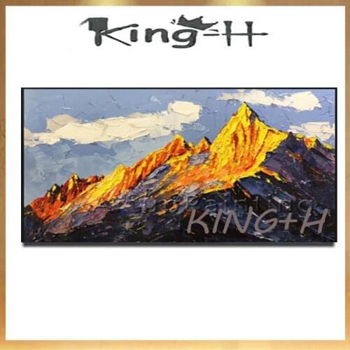 New Design Free Shipping Abstract Gold Foil Oil Painting Mountain Scenery Hand Painted Painting Wall Canvas Decoration Art