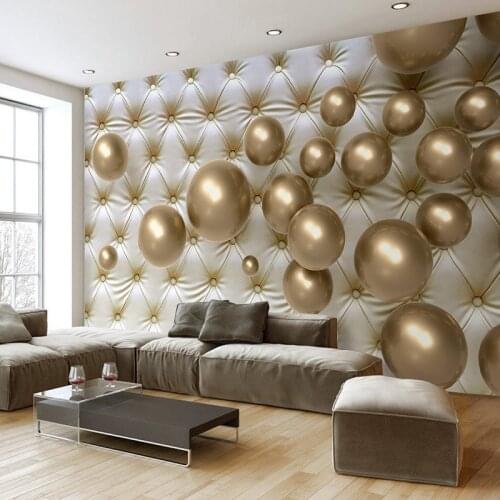 3D Wallpaper Modern Art Abstract Mural Golden Ball Soft Back Photo Wallpaper Living Room Home Decor Fashion Interior 3D Backdrop