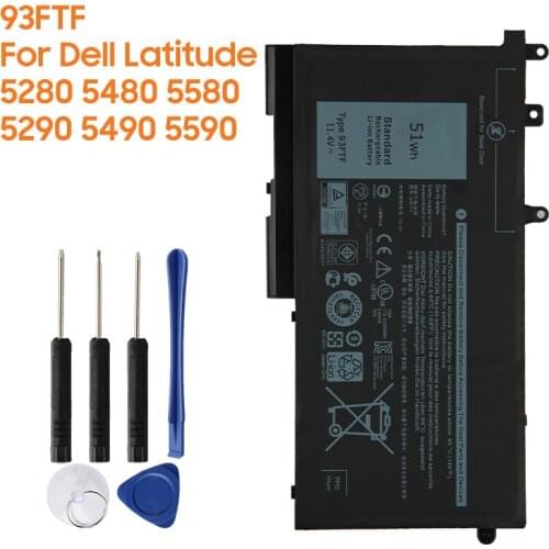 Original Replacement Battery 93FTF 083XPC 83XPC D4CMT For Dell Latitude 5280 5480 5580 5290 5490 5590 Authentic Battery 51Wh