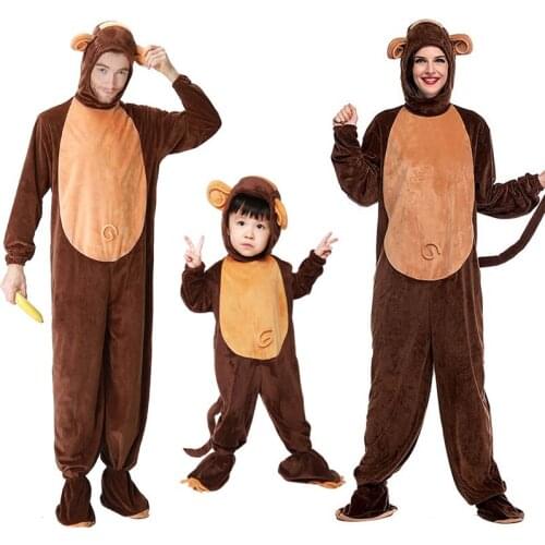 Women Kid Man Animal Pajamas Costume Family Monkey Pyjamas Jumpsuit Sleepwear Outfit