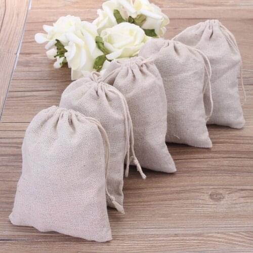 Natural Linen Gift Bag Small Drawstring Bag 10x15cm(4x6") Wedding Party Favor Pouches Jewelry Makeup Cotton Pouch Jute Packaging