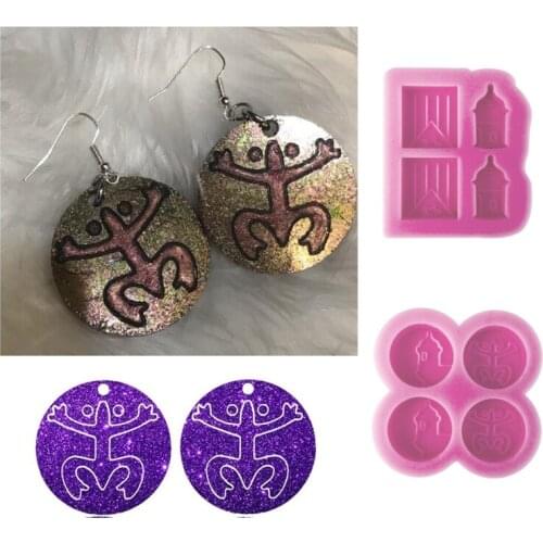 Castle Flag Frog Stud Earrings Epoxy Resin Mold Neklace Pendant Silicone Mould DIY Crafts Jewelry Casting Tools