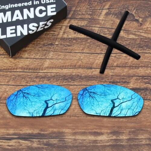 ToughAsNails Blue Mirrored Polarized Replacement Lens and Black Earsocks for Oakley Whisker