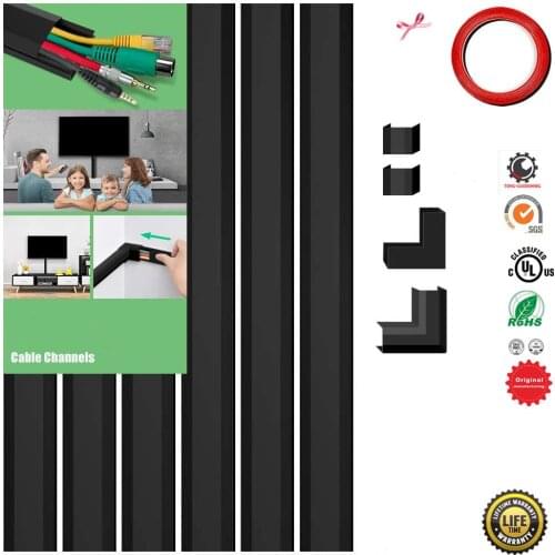 TV Cable Concealer Cord Cover Raceway Kit-Channels Management System to Hide Cables,Organize Cables to Wall Mounted Flat Screen