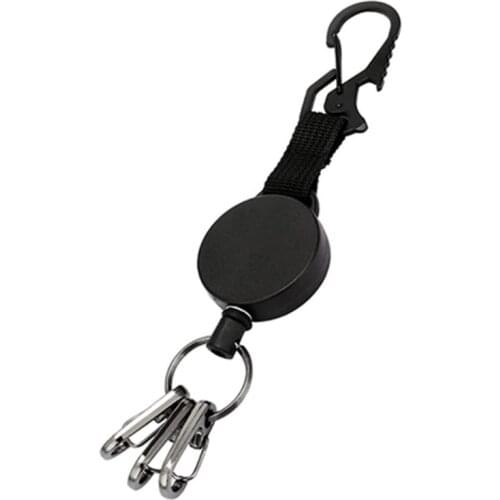 Retractable Key Chain Badge Reel Heavy Duty Key Holder Ring with Carabiner Steel Cable 3 Quick Release Clips Keychain