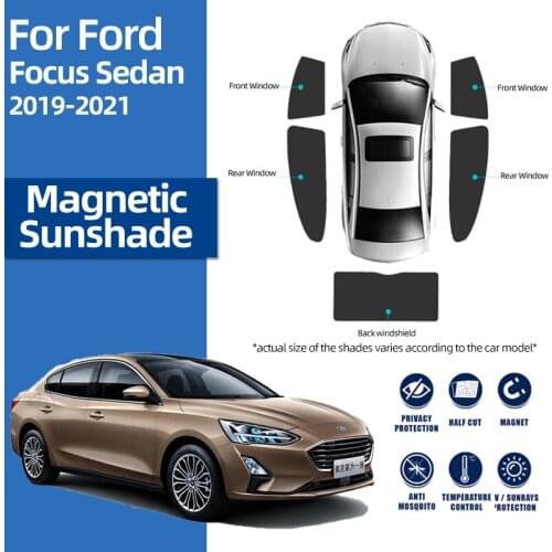 For Ford Focus Sedan 2019-2021 Custom Sunshield Protective Sunshade Windshield Curtain Magnetic Sun Screen Mesh Nylon Cover Nets