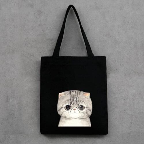 Women Canvas Bags Cute Cat Cloth Shopping Bags Eco Tote Handbags Girls Casual Shoulder Shopper Bag