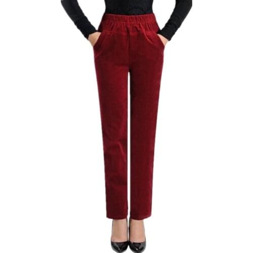 2020 Women Autumn Winter Corduroy Pants Trousers Female High Waist Straight Pants Plus Size Casual Pants women S393