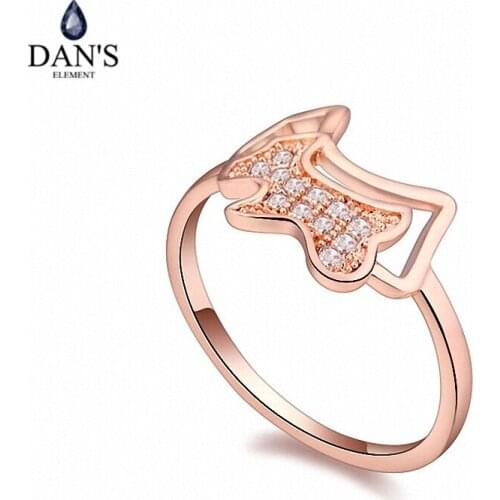 DANS Real Austrian Crystals Brand AAA Zirconia Micro Inlays Fashion Ring for women New Geometric 108723rose
