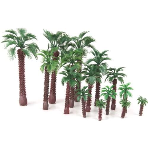 15 Pieces Layout Model Train Artificial Palm Trees Scale Ho Beach Street
