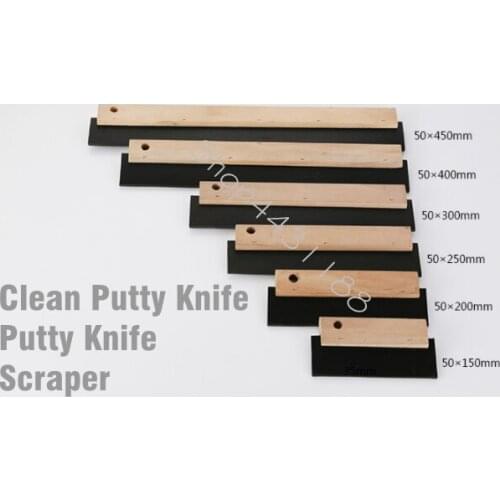 150-400mm Wooden+ Rubber Scrapper Blades Putty Filler Plaster Drywall Decorate Flexible Tapping Putty Cleaning Printing Tools