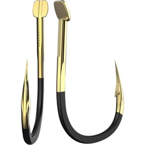 5 PCS/Set Gold Double Slot Lseni Fishing Hooks Carbon Steel Single Circle Fishhook Fly Fishing Jip Barbed Carp Hooks Sea Tackle