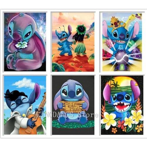 5d Diy Diamond Painting Disney Cute Lilo Stitch Cartoon Animal Manga Diamond Mosaic Embroidery Full Drill Kits Home Decor Gift