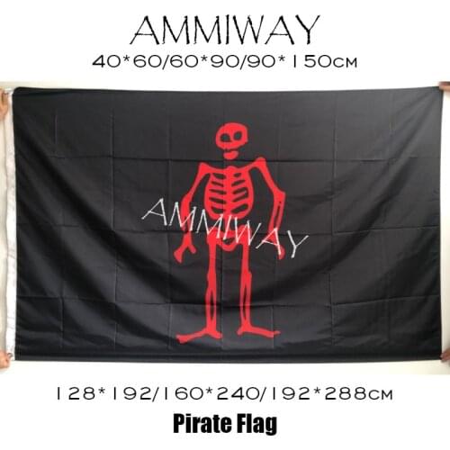 AMMIWAY Edward Low Pirate Flags Polyester Brass Grommets Custom Jolly Roger Skull Cross Bones Single Double Flags and Banners