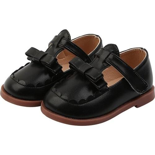 Kids Baby Girls Shoes Fashion Leather Single Shoes with Bow Spring/autumn Children Soft Sole Casual Shoes Waterproof Sneakers