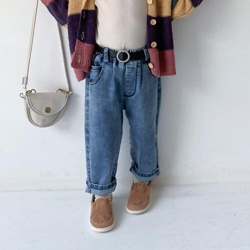 Girl Children Denim Pants Casual Elastic Waist Solid Kids Fashion Jeans for Baby Girl 2 3 4 5 6 Y Toddler High Quality Trousers