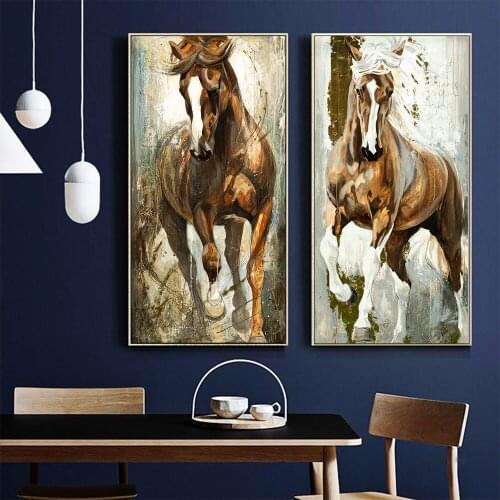 Home Painting Wall Art Painting The Horses Canvas Print Posters Animal Pictures for Living Room No Frame Anime Decor