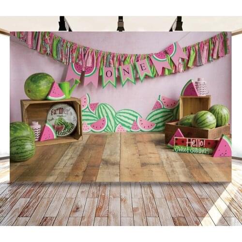 One Year Old Watermelon Theme Backdrops Photo Background Decorations for Girls Birthday Party Photography Props