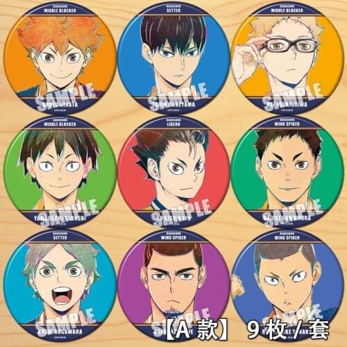 Haikyuu Hinata Shoyo Tobio Kageyama Kei Tsukishima Yu Nishinoya 58mm Figure Badge Round Brooch Pin Gifts Kids Collection Toy