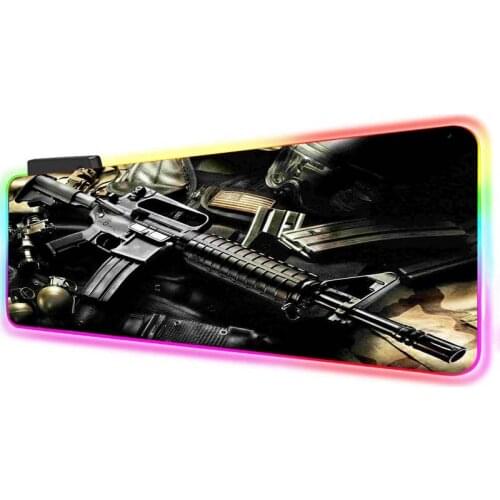MRGBEST Gun Ar-15 Gaming Mouse Pad RGB LED CSGO Gamer 800*300mm Desk Pad CSGO Gaming Mat Large Mouse Pad Colorful Lighting